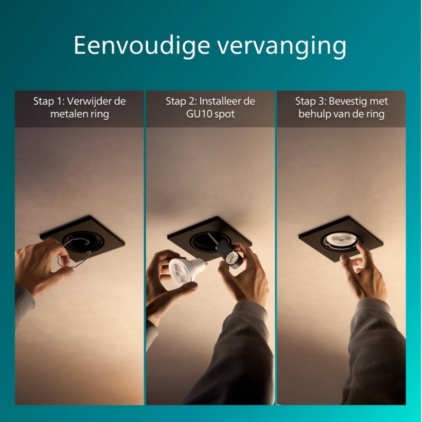 Philips - PERIDOT recessed ceiling light 1xGU10/7W/230V black