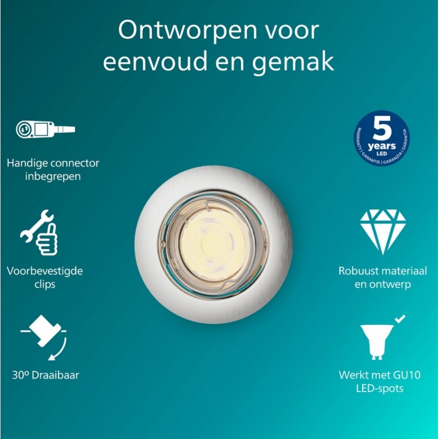 Philips - PERIDOT Recessed Downlight 1xGU10/7W/230V Silver