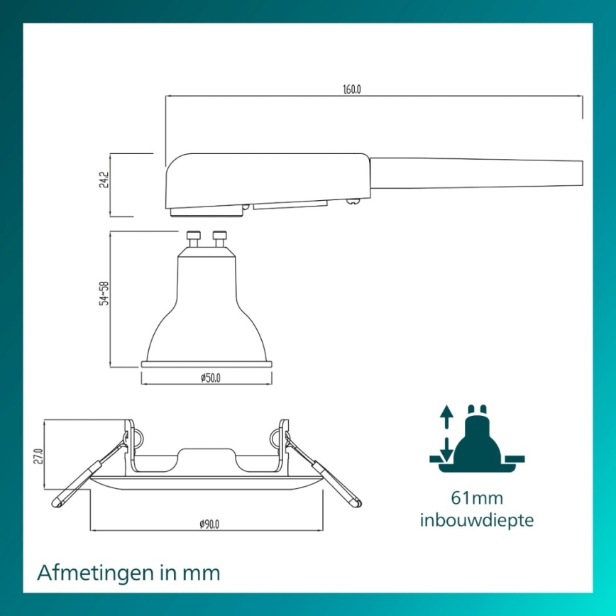 Philips - PERIDOT Recessed Downlight 1xGU10/7W/230V Silver