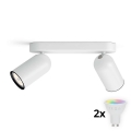 Philips - PONGEE LED RGBW Dimmable Spotlight, 2x GU10 / 4.8W / 230V / 3000K, White + Remote Control