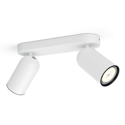 Philips - PONGEE LED RGBW Dimmable Spotlight, 2x GU10 / 4.8W / 230V / 3000K, White + Remote Control