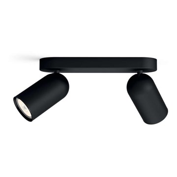 Philips - PONGEE LED RGBW Dimmable Spotlight 2xGU10/4.8W/230V 3000K, Black + Remote Control