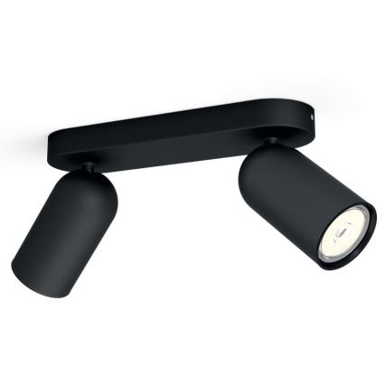 Philips - PONGEE LED RGBW Dimmable Spotlight 2xGU10/4.8W/230V 3000K, Black + Remote Control