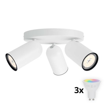Philips - PONGEE LED RGBW Dimmable Spotlight 3x GU10 / 4.8W / 230V / 3000K White + Remote Control