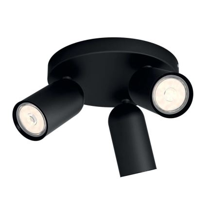 Philips - PONGEE LED RGBW Dimmable Spotlight 3x GU10/4.8W/230V/3000K Black + Remote Control