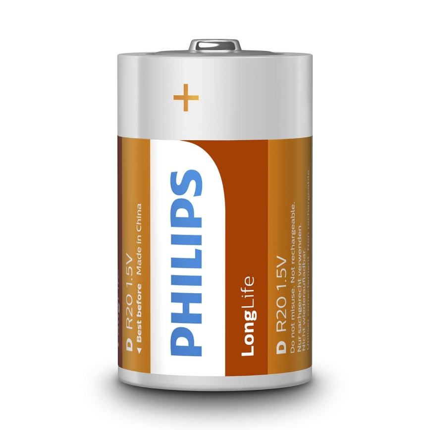 Philips R20L2F/10 - 2 pcs Zinc-chloride battery D LONGLIFE 1,5V 5000mAh