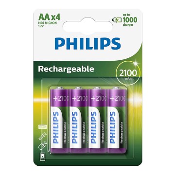 Philips R6B4A210/10 - 4 pcs Rechargeable battery AA MULTILIFE NiMH/1,2V/2100 mAh