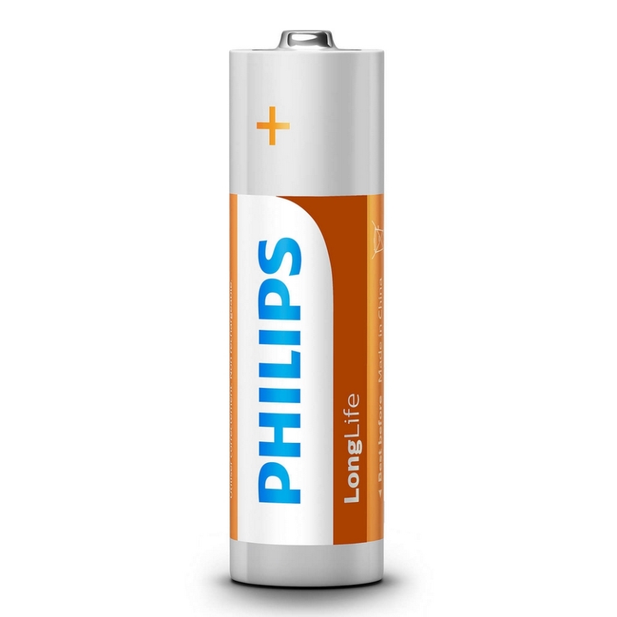 Philips R6L4F/10 - 4 pcs Zinc-chloride battery AA LONGLIFE 1,5V 900mAh