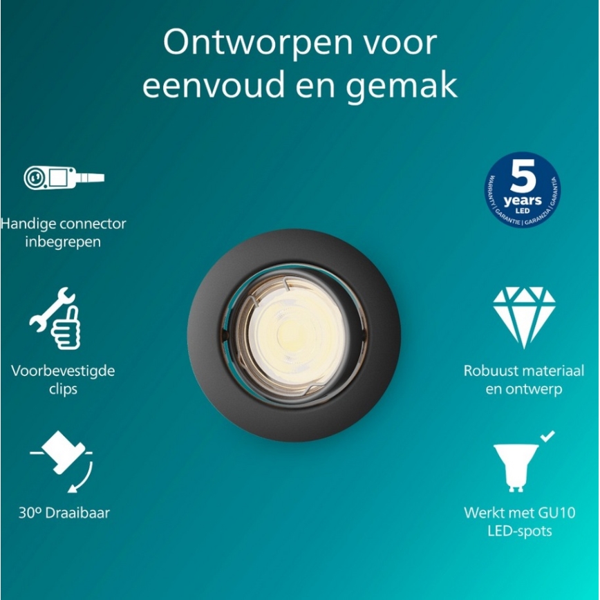 Philips - Recessed downlight PERIDOT 1xGU10/7W/230V black