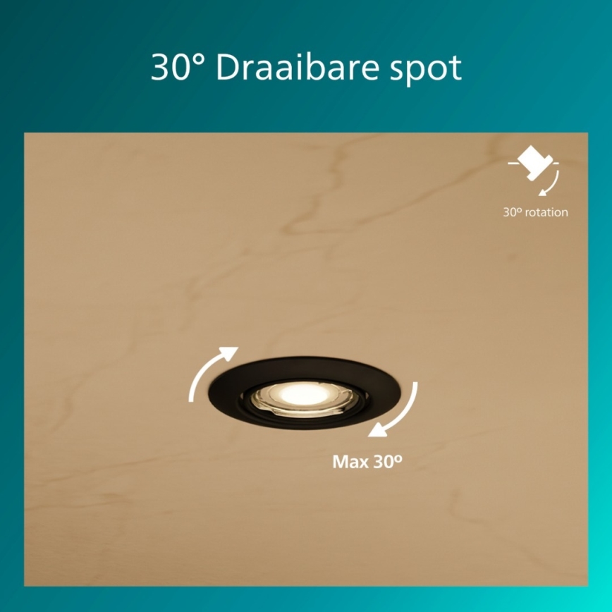 Philips - Recessed downlight PERIDOT 1xGU10/7W/230V black