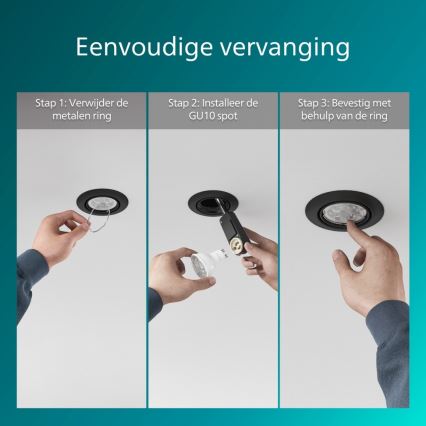 Philips - Recessed downlight PERIDOT 1xGU10/7W/230V black