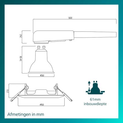 Philips - Recessed downlight PERIDOT 1xGU10/7W/230V black
