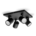 Philips - RUNNER 4-Light GU10 Spotlight, 20W, 230V, Black