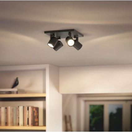 Philips - RUNNER 4-Light GU10 Spotlight, 20W, 230V, Black