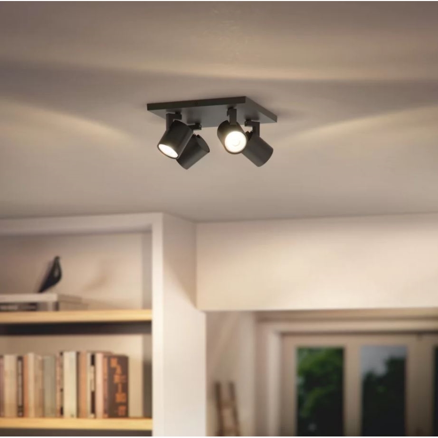 Philips - RUNNER 4-Light GU10 Spotlight, 20W, 230V, Black
