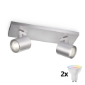Philips - RUNNER LED RGBW Dimmable Spotlight 2xGU10/6.5W/230V 2700-6500K Matte Chrome
