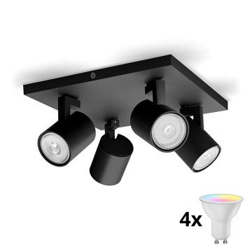 Philips - RUNNER LED RGBW Dimmable Spotlight 4xGU10/6,5W/230V 2700-6500K Black