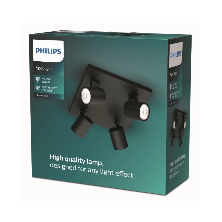 Philips - RUNNER LED RGBW Dimmable Spotlight 4xGU10/6,5W/230V 2700-6500K Black