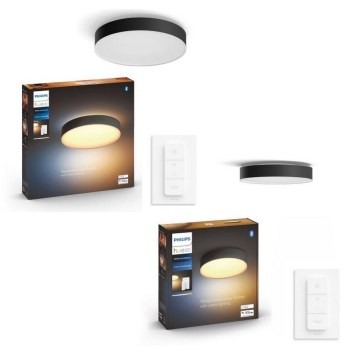 Philips - SET 1x LED Dimmable Ceiling Light Hue ENRAVE Ø 42.5 cm LED/33.5W/230V + 1x LED Dimmable Ceiling Light Hue Ø 26.1 cm LED/9.6W/230V + 2x remote controls