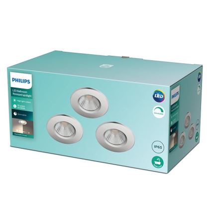 Philips - SET 3x LED Dimmable bathroom light DIVE 1xLED/5,5W/230V IP65