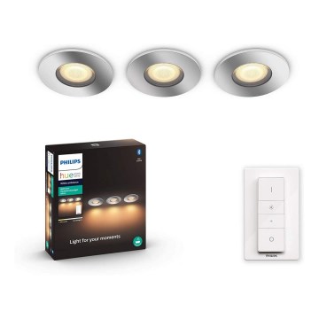 Philips - SET 3x LED Dimmable bathroom light Hue ADORE 1xGU10/5W/230V IP44 + remote control