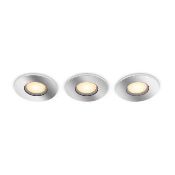 Philips - SET 3x LED Dimmable bathroom recessed light Hue ADORE BATHROOM 1xGU10/4,2W/230V 2200-6500K IP44