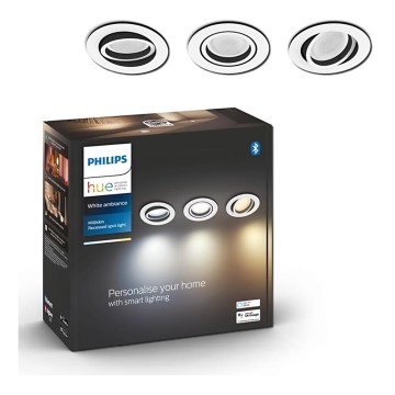 Philips - SET 3x LED Dimmable recessed light Hue MILLISKIN 1xGU10/5,7W/230V 2200-6500K
