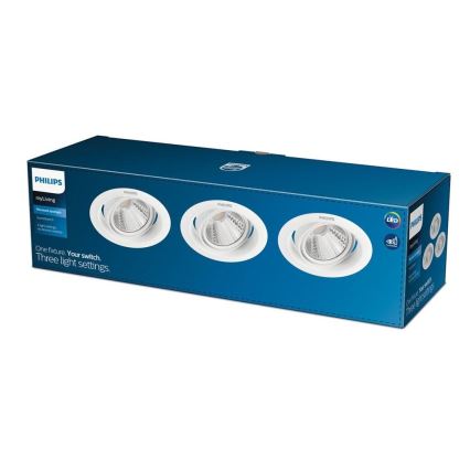 Philips - SET 3x LED Dimmable recessed light SCENE SWITCH LED/5W/230V