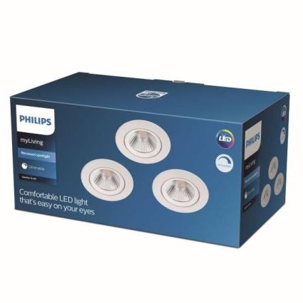 Philips - SET 3x LED Dimming recessed light LED/5,5W/230V 2700K
