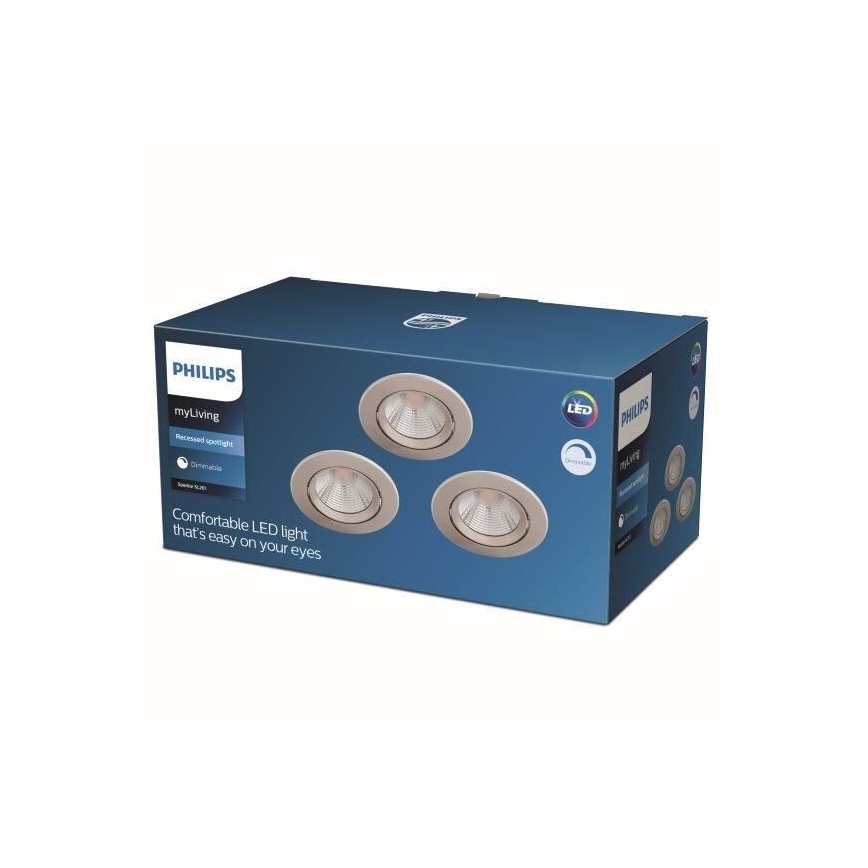 Philips - SET 3x LED Dimming recessed light LED/5,5W/230V 2700K