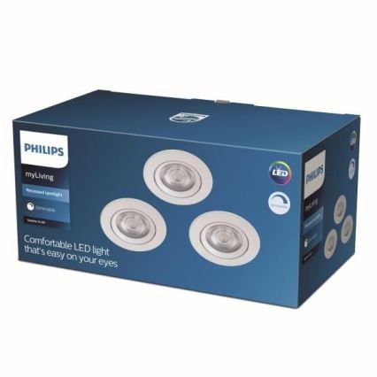 Philips - SET 3x LED Dimming recessed light LED/5W/230V 2700K