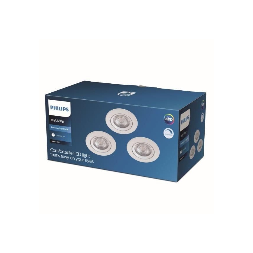 Philips - SET 3x LED Dimming recessed light LED/5W/230V 2700K