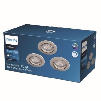 Philips - SET 3x LED Dimming recessed light LED/5W/230V 2700K
