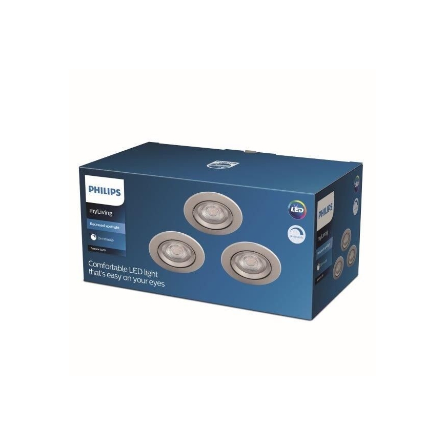 Philips - SET 3x LED Dimming recessed light LED/5W/230V 2700K