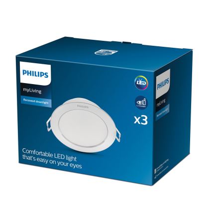 Philips - SET 3x LED Recessed light 1xLED/3,5W/230V 2700K