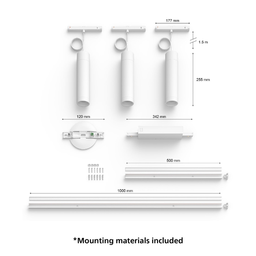 Philips - SET 3x LED RGB Dimmable chandelier on a string for rail system Hue PERIFO LED RGB/15,6W/230V 2000-6500K