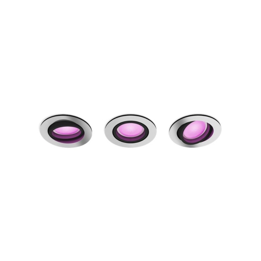 Philips - SET 3x LED RGB Dimmable recessed light Hue CENTURA 1xGU10/5,7W/230V 2000-6500K