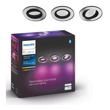 Philips - SET 3x LED RGB Dimmable recessed light Hue CENTURA 1xGU10/5,7W/230V 2000-6500K