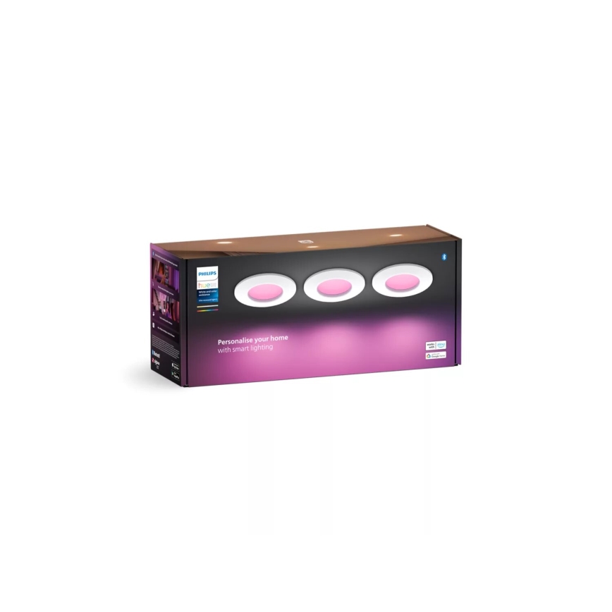 Philips - SET 3x LED RGBW Dimmable bathroom recessed light Hue SLIM LED/8,3W/230V IP44 2000-6500K