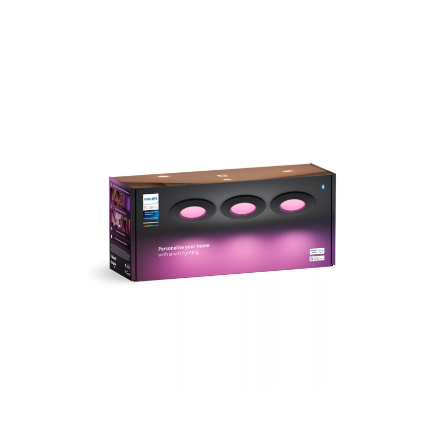 Philips - SET 3x LED RGBW Dimmable bathroom recessed light Hue SLIM LED/8,3W/230V IP44 2000-6500K