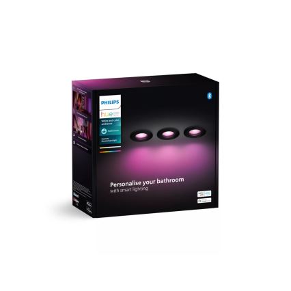 Philips - SET 3x LED RGBW Dimmable bathroom recessed light Hue XAMENTO 1xGU10/4,2W/230V 2000-6500K IP44