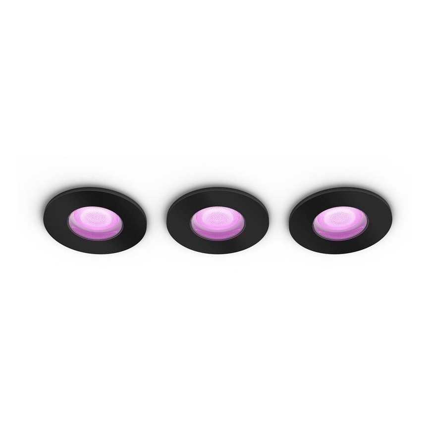 Philips -SET 3x LED RGBW Dimmable bathroom recessed light Hue XAMENTO 1xGU10/5,7W/230V 2200-6500K IP44
