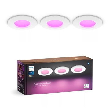 Philips - SET 3x LED RGBW Dimmable bathroom recessed light Hue SLIM LED/8,3W/230V IP44 2000-6500K
