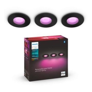 Philips -SET 3x LED RGBW Dimmable bathroom recessed light Hue XAMENTO 1xGU10/5,7W/230V 2200-6500K IP44