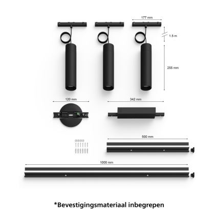 Philips - SET 3x LED RGBW Dimmable chandelier on a string for rail system Hue PERIFO LED/15,6W/230V 2000-6500K