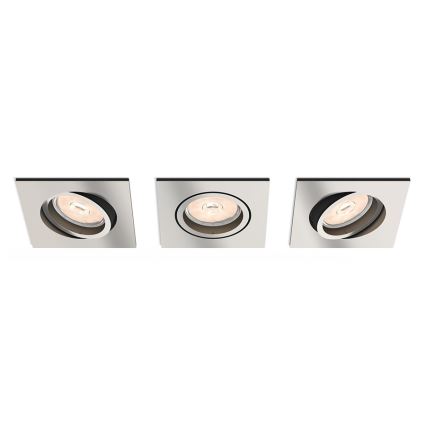 Philips - 3-piece LED RGBW dimmable recessed downlight set DONEGAL 3×GU10/4.8W/230V + remote control