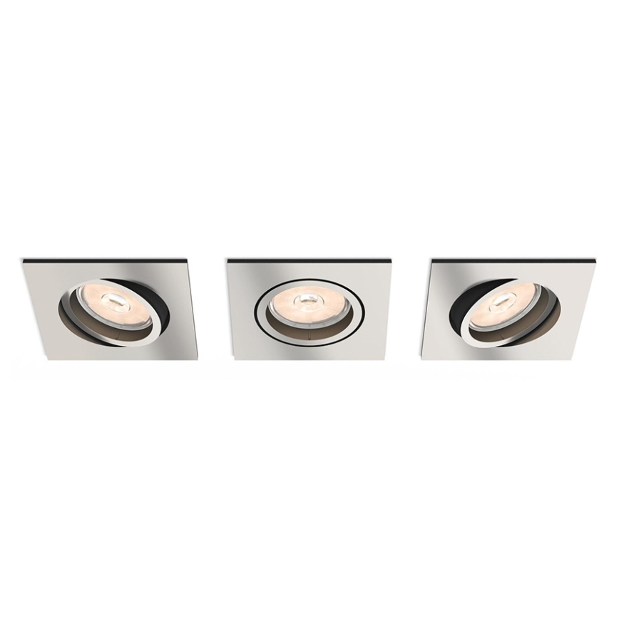 Philips - 3-piece LED RGBW dimmable recessed downlight set DONEGAL 3×GU10/4.8W/230V + remote control