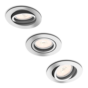 Philips - SET 3x Recessed light 1xGU10/5,5W/230V shiny chrome