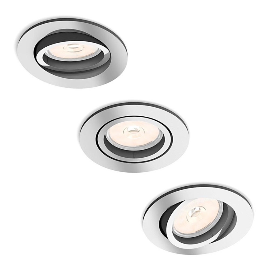 Philips - SET 3x Recessed light 1xGU10/5,5W/230V shiny chrome