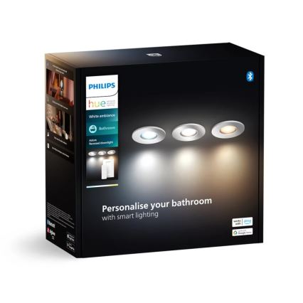 Philips - SET 3x LED Dimmable bathroom recessed light Hue ADORE BATHROOM 1xGU10/4,2W/230V 2200-6500K IP44